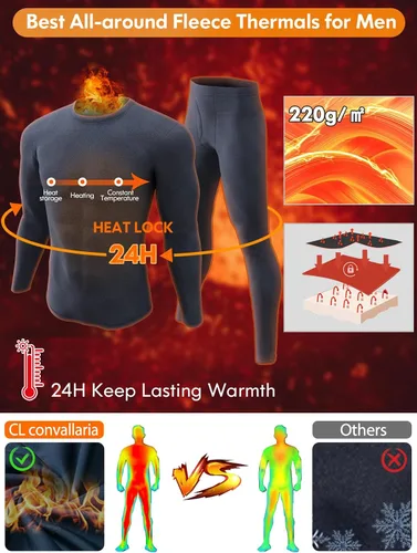 Miniatura 5 de CL convallaria Paquete de 2 calzoncillos térmicos para hombre, ropa interior larga suave y cálida, capa base para clima frío
