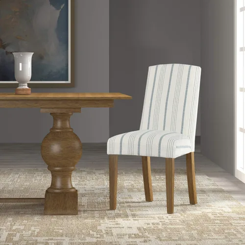 Miniatura 60 de Homepop Silla de comedor con detalles festoneados, sillas de comedor Parsons tapizadas, muebles decorativos para el hogar, tejido gris claro