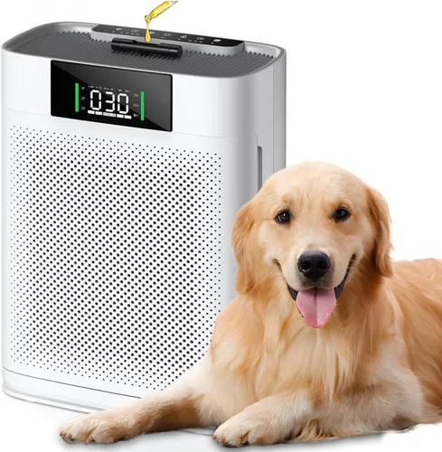 Purificador de aire para habitaciones grandes de hasta 2300 pies cuadrados, purificadores de aire Honeyuan para mascotas, con sensor de calidad del