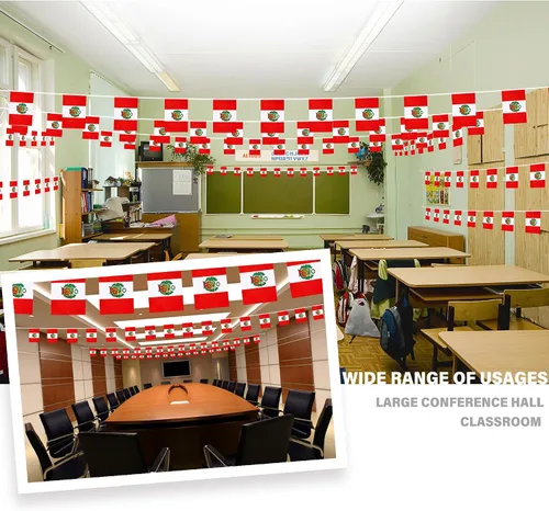 Miniatura 2 de Banderín de bandera de Perú, mini banderas peruanas pequeñas, decoración nacional de país para escuela, fiesta, eventos deportivos, festival