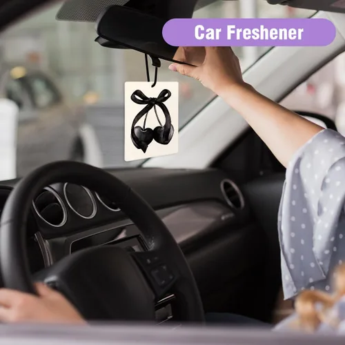 Miniatura 4 de Lindo ambientador de coche Preppy con lazo de cereza, moderno ambientador colgante para auto 3 piezas, ambientador Preppy con lazo negro