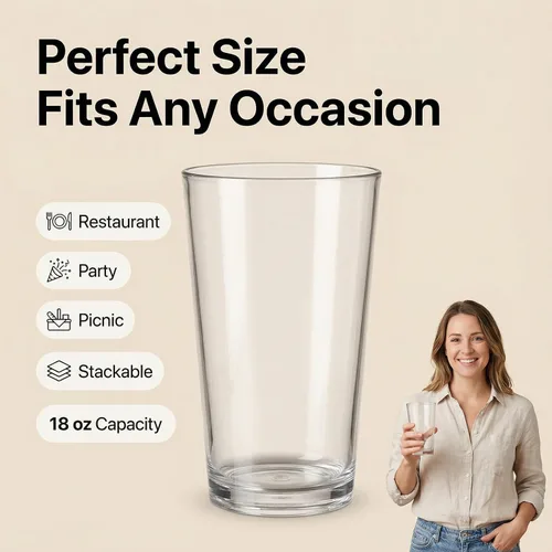 Miniatura 3 de AOYITE Vasos de plástico de 18 onzas para jugo de agua, aptos para lavavajillas, sin BPA, juego de 6 vasos de alta calidad