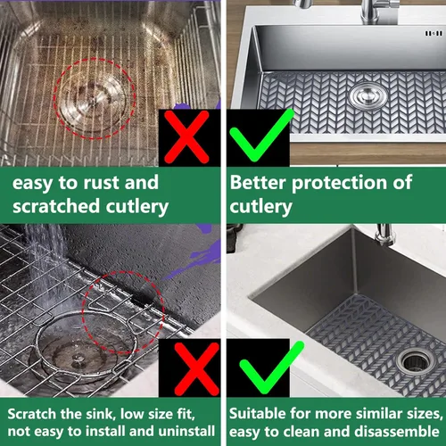 Miniatura 6 de AWOKE Protectores de fregadero para fregadero de cocina, alfombrilla protectora de fregadero de cocina - 28.4"x15.2" Alfombrilla plegable