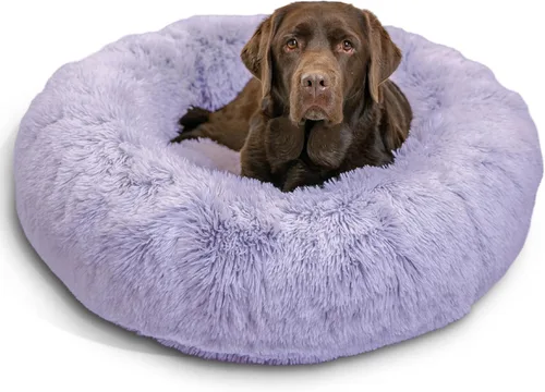 Best Friends by Sheri - The Original Calming Donut - Cama calmante en forma de dona para perros y gatos - Pelo largo, lavanda, L, 36 x 36 pulgadas