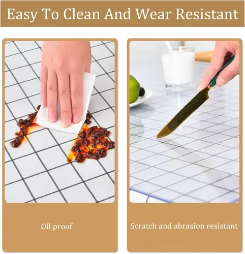 Miniatura 2 de Protector de escritorio transparente de PVC, cubierta de plástico de 1/0.059 in de grosor, impermeable, resistente al aceite, mantel rectangular