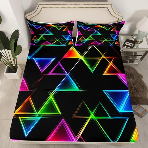 Miniatura 15 de Erosebridal Sábanas de calavera de azúcar, sábana bajera ajustable de Halloween, tamaño individual, ropa de cama de galaxia trippy morada, funda
