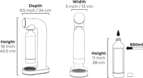 Miniatura 7 de AWA Máquina de carbonatador de agua: máquina para hacer agua con gas y máquina para hacer refrescos, con botella de 1 litro sin BPA, diseño europeo