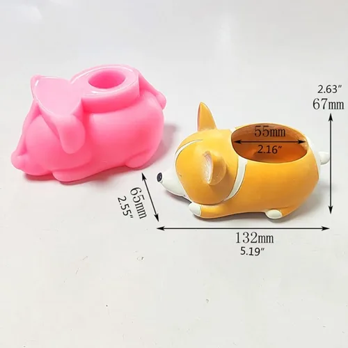 Miniatura 2 de Moldes para Macetas de Flores de Hormigón de Perro Corgi Moldes de Macetero Suculento de Silicona Moldes de Resina Epoxi Arcilla Cemento Molde