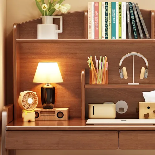 Miniatura 5 de Escritorio para niños, mesa para niños con cajones y estantería, escritorio de madera para niños, estación de trabajo de computadora de aprendizaje