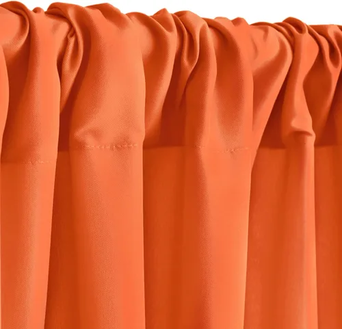 Miniatura 2 de Hiasan Cortinas de fondo naranja para fiestas, cortinas de fondo de fotografía de poliéster para reuniones familiares, decoraciones de boda, 5 x 10