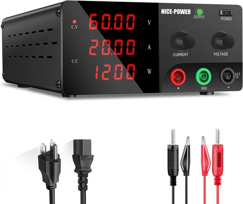 Miniatura 11 de NICE-POWER Fuente de alimentación de CC variable, fuente de alimentación de banco de alta potencia de 15V 60A 900W con perilla de codificador