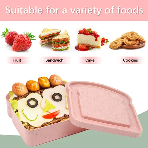Miniatura 4 de NADUSEP Contenedores para sándwich, 2 unidades, caja de sándwiches, almacenamiento de alimentos, soporte en forma de tostada, de plástico