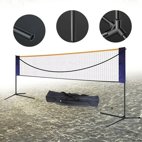 Miniatura 2 de Juego de 20 pies de red de bádminton, voleibol, tenis, pickleball, juego de red de bádminton portátil para niños, voleibol, tenis, fútbol, red