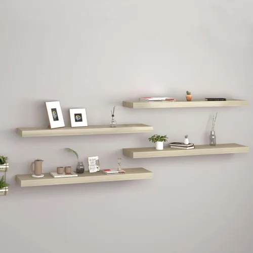 Miniatura 61 de Estantes flotantes de pared, juego de 4 estantes decorativos para montar en la pared, estante colgante con soportes invisibles para decoración