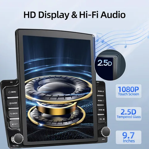Miniatura 4 de [2G+64G] Android 13 Doble Din Vertical Estéreo para Coche con Carplay Inalámbrico/con Cable y Android Auto, 9.7 pulgadas Pantalla Táctil Unidad