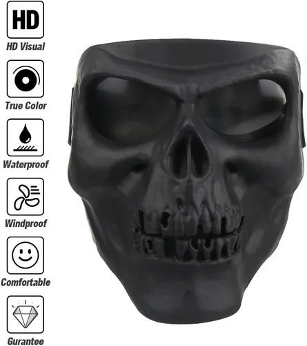 Miniatura 2 de Máscara de calavera espeluznante con lente polarizada para Airsoft, Paintball, Motor Racing Negro