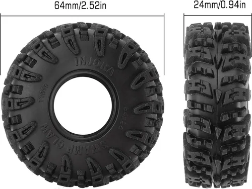 Miniatura 5 de INJORA Neumáticos 1.0 - Neumáticos S5 Swamp Claw para Terreno de Lodo para TRX4M AX24 Axial SCX24 FCX24 Auto RC Crawler 1/18 1/24, 64 * 24mm, T1019