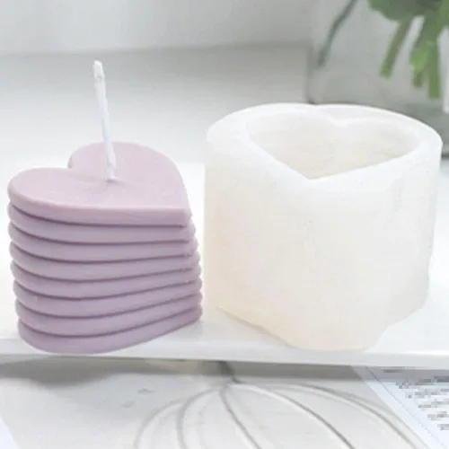 Miniatura 3 de 3 paquetes de moldes de vela en forma de corazón para bricolaje 3D de silicona para hacer velas de molde para hornear, molde de vela de jabón, molde