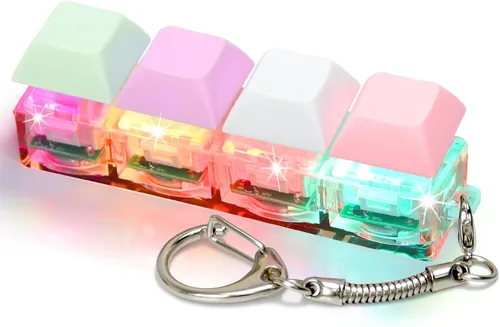 Juguetes Fidget de Teclado para Adultos, Clicker de Teclado con Luz LED, Llavero Juguetes Fidget Sensoriales Divertidos para Ansiedad y