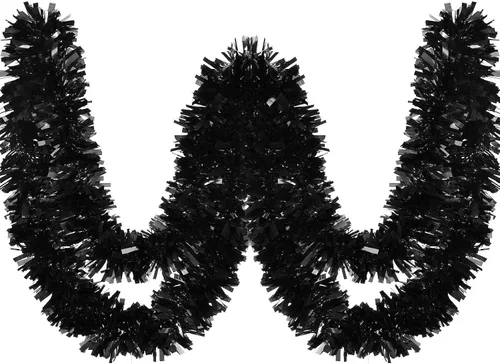 Miniatura 5 de Guirnalda de Oropel de Navidad de 26.2 pies Negra de Halloween Guirnalda Metálica para Árbol Decoraciones Colgantes de Oropel con Brillantina