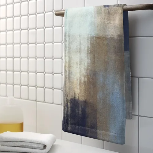 Miniatura 4 de Toallas de Mano Azul Gris Marrón para Baño Negras Pintura Moderna de Arte Abstracto Toallas de Cocina Suave Absorbente Toalla de Huésped Punta