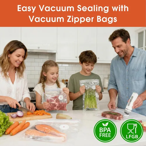 Miniatura 8 de Bolsas selladoras al vacío con doble cremallera, bolsas reutilizables sin BPA, bolsas de almacenamiento de alimentos para preparación de comidas