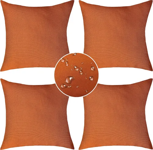 Miniatura 23 de Demetex Fundas de almohada de exterior de 16 x 16 pulgadas, impermeables, fundas de almohada decorativas de lino para sala de estar, balcón, jardín