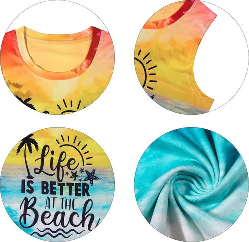 Miniatura 5 de LUKYCILD Life is Better at The Beach Tank Tops Women Summer Beach Tank Casual Vacation Graphic Sleeveless Shirt