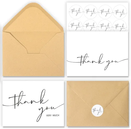 NESCCI Paquete de 24 tarjetas de agradecimiento con sobres, diseño minimalista de 4 x 6 pulgadas, notas de agradecimiento para bodas, despedidas de