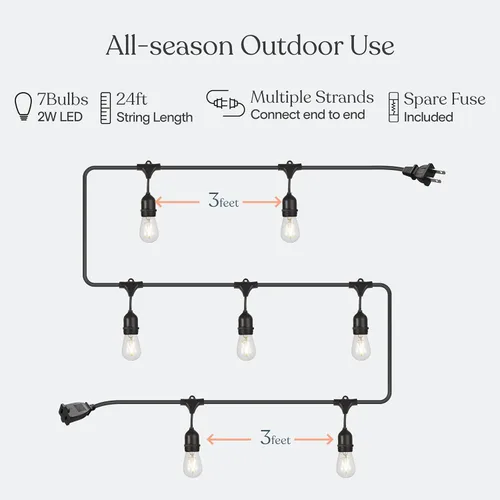 Miniatura 3 de Brightech Ambience Pro – Serie de luces LED impermeables para exteriores – colgantes, regulables, 2 W, bombillas vintage Edison – Luces de jardín