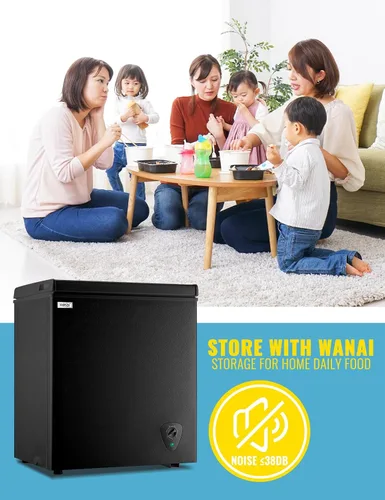 Miniatura 8 de Congelador de pecho de 5.0 pies cúbicos, pequeños congeladores negros profundos, WANAI Mini máquina compacta para el hogar, 7 termostatos cesta