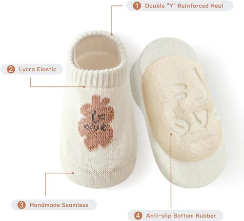 Miniatura 3 de Aoluvy Toddler Baby Non Slip Socks Spring Summer-5 Pairs.Anti Slip Cozy Kids Socks With Non Skid Grips for BoyGirl Infants