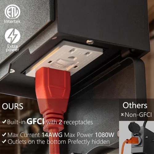 Miniatura 2 de Lámpara de exterior con salida GFCI, luz de porche negra, lámpara de pared exterior impermeable de granero, aplique de pared industrial de granja