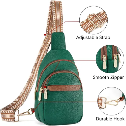 Miniatura 5 de BOSTANTEN Bolso bandolera pequeño para mujer, bolso cruzado de cuero, riñonera, bolsa de pecho para viajes