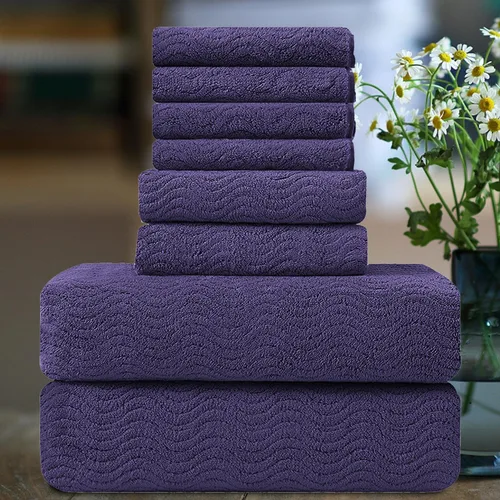 Miniatura 21 de Smuge Juego de toallas de baño texturizadas ultrasuaves de 8 piezas para baño, ducha, piscina, cocina, secado rápido, ligeras y altamente