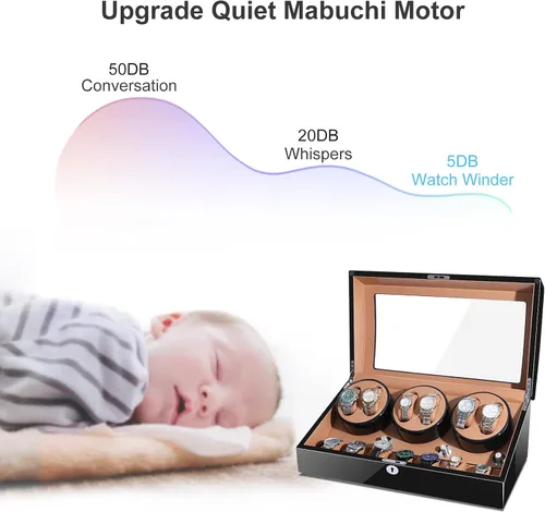 Miniatura 5 de Sepano Bobinadora automática de reloj colector I 6 bobinadoras de reloj con 7 cajas de almacenamiento y motor silencioso Mabuchi gran capacidad uno