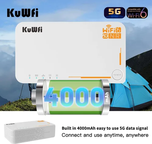 Miniatura 5 de KuWFi Router 0.18 oz con ranura para tarjeta SIM desbloqueada, AX3600 WiFi-6 módem con ranura para tarjeta SIM, NR NSA/SA 5G NR SA NSA AX3000 WiFi 6