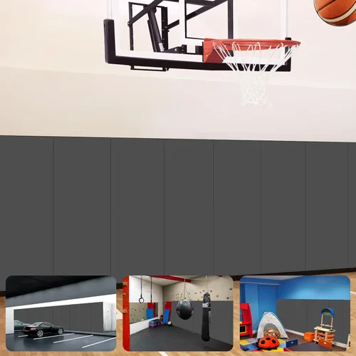 Almohadillas de pared acolchadas para gimnasio, alfombrillas de pared de baloncesto, almohadillas de pared de espuma de 2 pulgadas de grosor, Gris