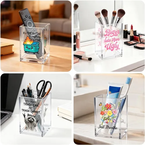 Miniatura 6 de I'm Literally Just A Girl - Organizador de cosméticos de acrílico para bolígrafos, divertido soporte de escritorio de acrílico para lápiz, bonitos
