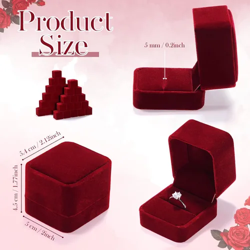 Miniatura 2 de BBTO Caja de terciopelo para anillos de 36 piezas para ceremonia de boda, caja de anillo de compromiso, caja de regalo para anillos de boda, caja