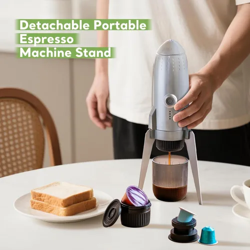 Miniatura 3 de Máquina de café espresso portátil 3 en 1 sobre la marcha, cafetera eléctrica de autocalentamiento, mini cafetera de mochilero compatible con Gris