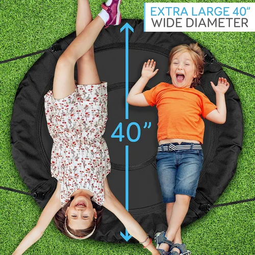 Miniatura 4 de SereneLife - Columpio en forma de platillo con kit para colgar en árbol, columpio de 40" para exteriores, 2 correas ajustables de cuerda para colgar