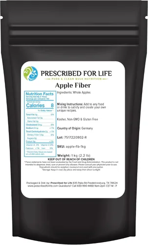 Prescribed For Life Polvo de fibra de manzana, suplemento natural de fibra de manzana, vegano, sin OMG, sin gluten (2.2 lbs)