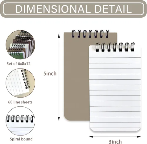 Miniatura 2 de KTOJOY Paquete de 8 cuadernos pequeños de bolsillo pequeños de 3 x 5 pulgadas en espiral con páginas forradas, cuaderno pequeño en espiral pequeño