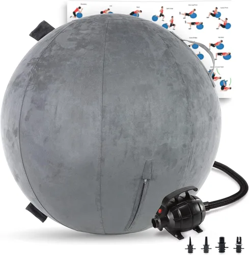 Miniatura 11 de Husband Pillow Exercise Ball, Cover with Pump for Yoga, Pilates, Fitness Balance Stability, Office Ball Chair Seat. Soft & Slip Resistant, Pro Guide
