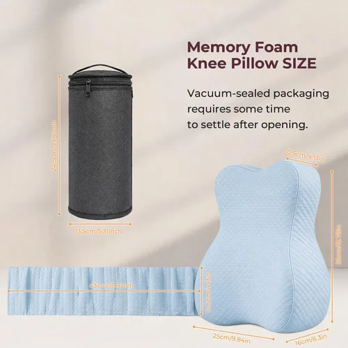 Miniatura 7 de Almohada de rodilla para dormir de lado, soporte equilibrado de espuma viscoelástica para aliviar el dolor de cadera y ciática, almohada de piernas