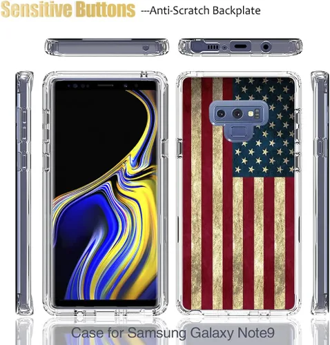 Miniatura 5 de Funda para Galaxy Note 9, Samsung Note 9 N960U con protector de pantalla de vidrio templado, funda protectora de cuerpo completo con bonito