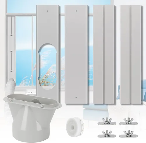 Kit de ventana de aire acondicionado portátil, placa de kit de ventilación de ventana deslizante vertical/horizontal ajustable para unidad de AC,