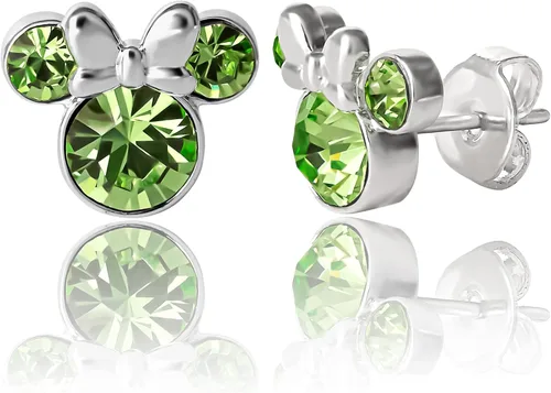 Miniatura 4 de Disney - Aretes tipo dormilona con diseño de Minnie Mouse para mujer, joyería de piedras natales