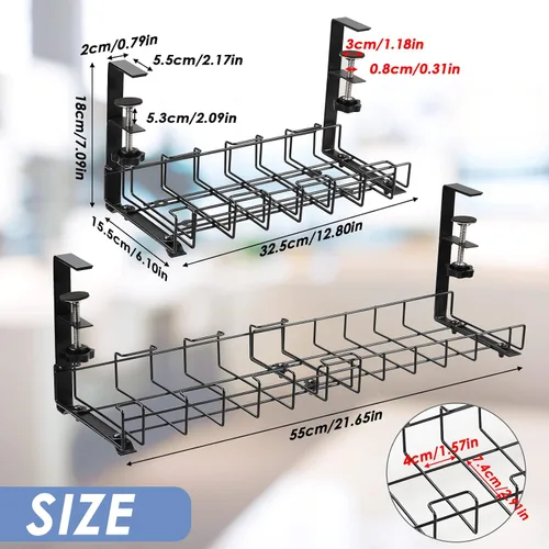 Miniatura 2 de BestAlice Bandeja de organización de cables para debajo del escritorio, bandeja retráctil de 12.8 a 21.5 pulgadas para organizar cables debajo
